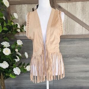 Miss Me Tan Fringe Vest